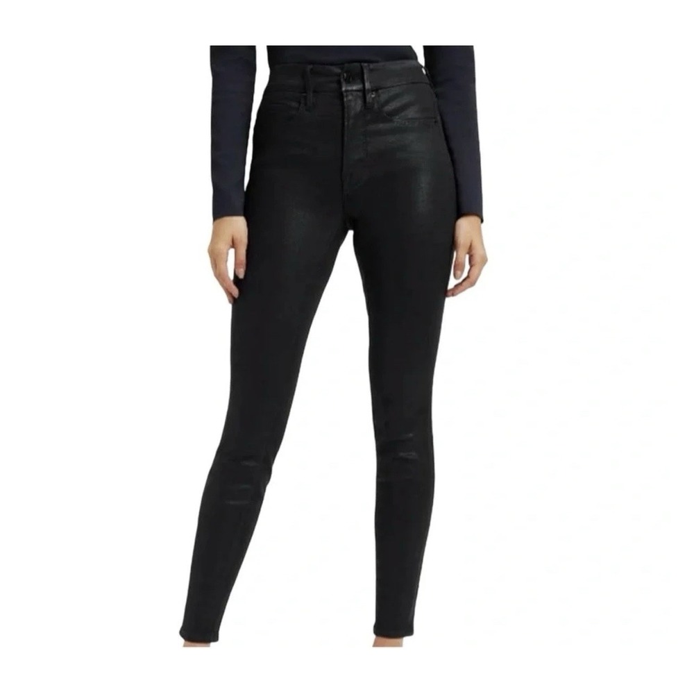 Good American Good Legs High-Rise Women's Jeans Sleek Black Coated 16 Stretch